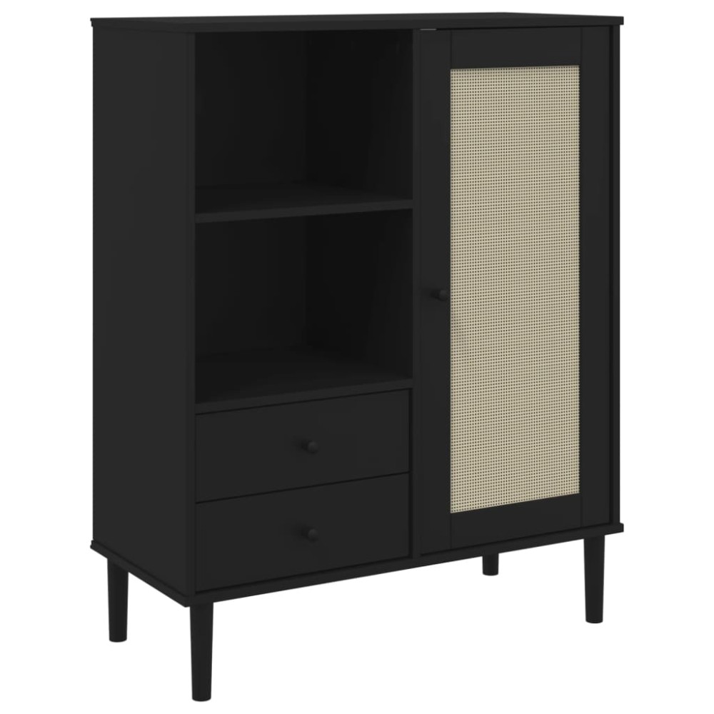 vidaXL Dulap înalt SENJA aspect ratan negru, 90x40x112cm