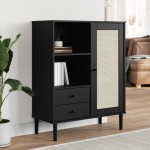 vidaXL Dulap înalt SENJA aspect ratan negru, 90x40x112cm vidaXL Dulap înalt SENJA aspect ratan negru, 90x40x112cm