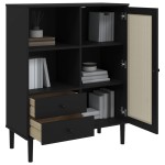 vidaXL Dulap înalt SENJA aspect ratan negru, 90x40x112cm vidaXL Dulap înalt SENJA aspect ratan negru, 90x40x112cm