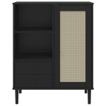 vidaXL Dulap înalt SENJA aspect ratan negru, 90x40x112cm vidaXL Dulap înalt SENJA aspect ratan negru, 90x40x112cm