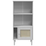 vidaXL Bibliotecă SENJA aspect ratan alb 60x35x130 cm lemn masiv pin