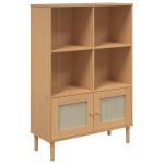 vidaXL Bibliotecă SENJA aspect ratan maro 90x35x130 cm lemn masiv pin