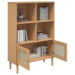 vidaXL Bibliotecă SENJA aspect ratan maro 90x35x130 cm lemn masiv pin