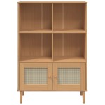 vidaXL Bibliotecă SENJA aspect ratan maro 90x35x130 cm lemn masiv pin