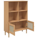 vidaXL Bibliotecă SENJA aspect ratan maro 90x35x130 cm lemn masiv pin