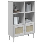 vidaXL Bibliotecă SENJA, aspect ratan alb, 90x35x130 cm lemn masiv pin