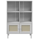 vidaXL Bibliotecă SENJA, aspect ratan alb, 90x35x130 cm lemn masiv pin