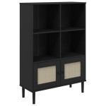 vidaXL Bibliotecă SENJA aspect ratan negru 90x35x130 cm lemn masiv pin