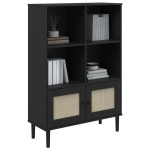 vidaXL Bibliotecă SENJA aspect ratan negru 90x35x130 cm lemn masiv pin