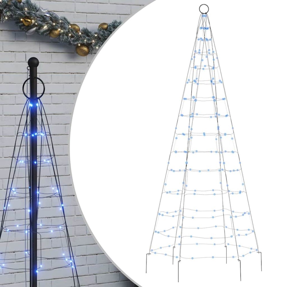 vidaXL Pom de Crăciun LED pe stâlp 200 LED-uri Albastru 180 cm