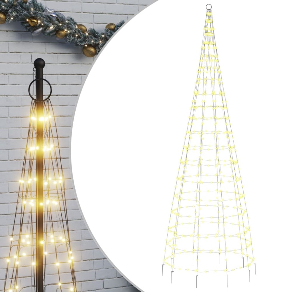 vidaXL Pom de Crăciun LED pe stâlp 550 LED-uri Alb Cald 300 cm