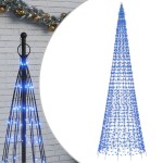 vidaXL Pom de Crăciun LED pe stâlp 1534 LED-uri Albastru 500 cm