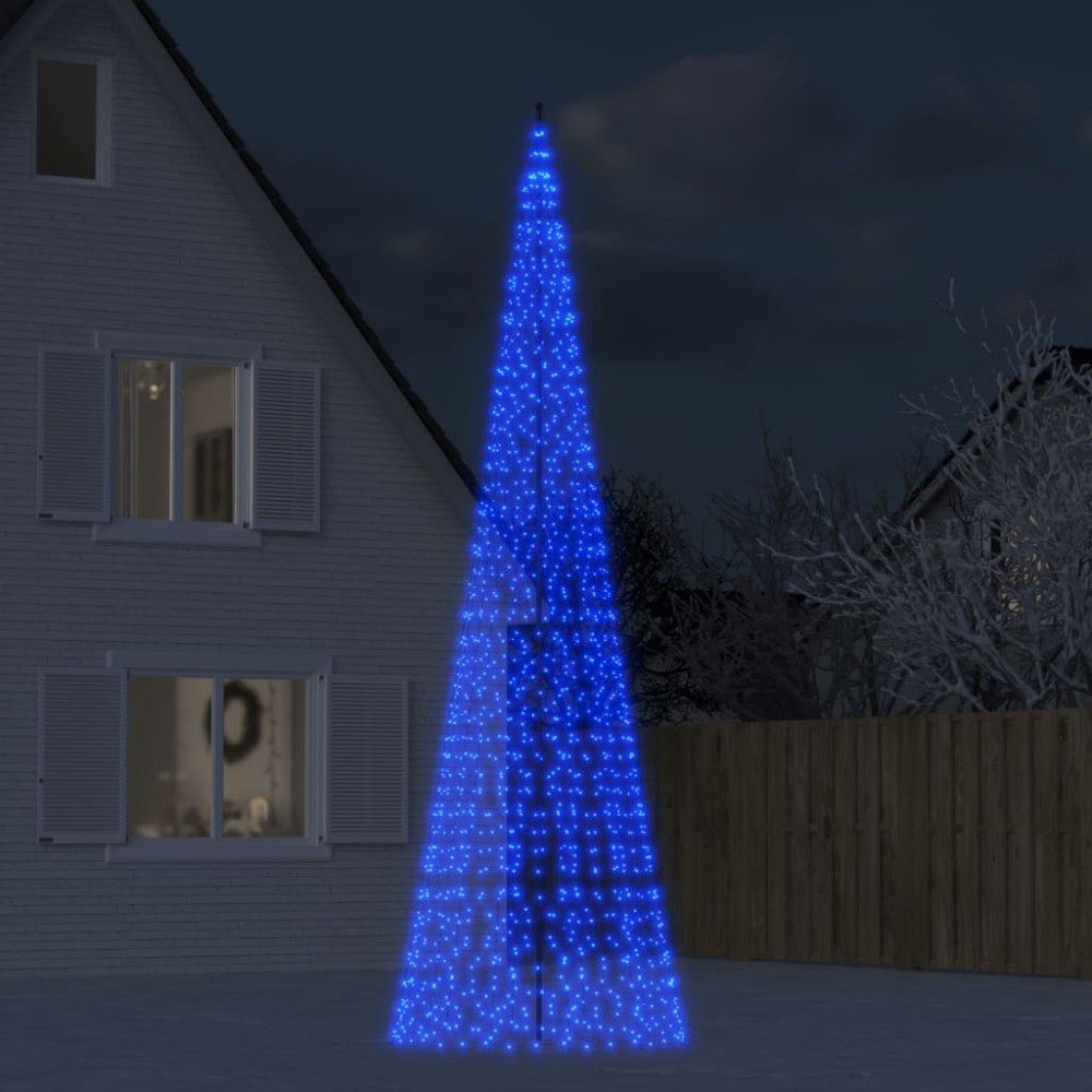 vidaXL Pom de Crăciun LED pe stâlp 1534 LED-uri Albastru 500 cm