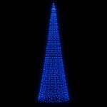 vidaXL Pom de Crăciun LED pe stâlp 1534 LED-uri Albastru 500 cm