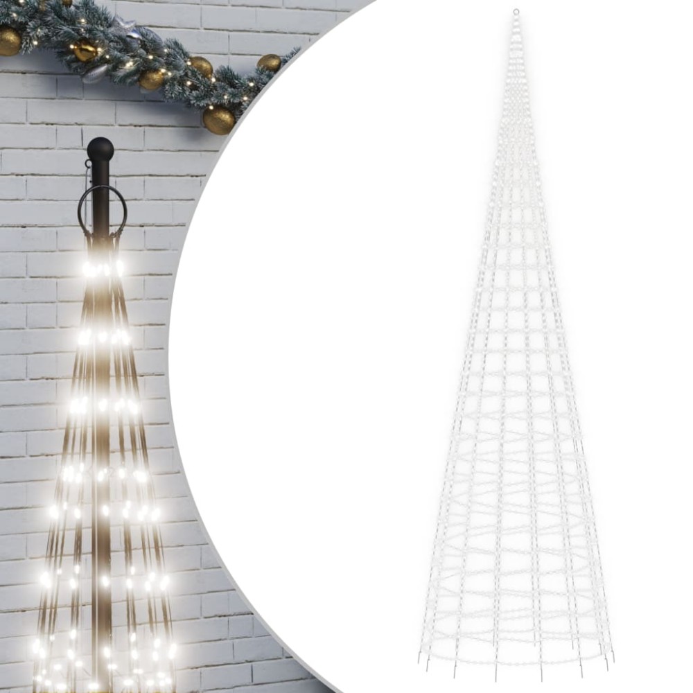 vidaXL Pom de Crăciun LED pe stâlp 3000 LED-uri Alb Rece 800 cm
