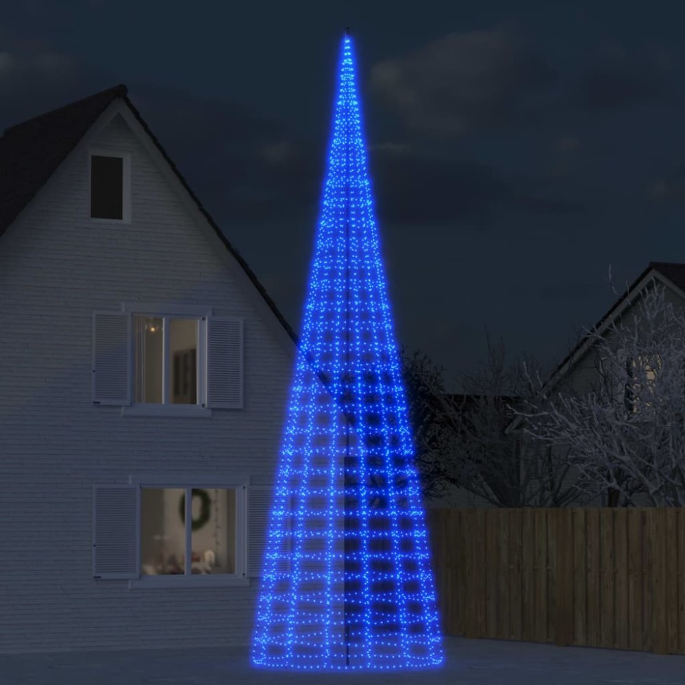 vidaXL Pom de Crăciun LED pe stâlp 3000 LED-uri Albastru 800 cm