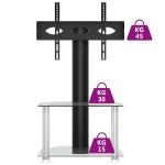 vidaXL Suport TV de colț 2 niveluri pentru 32-70 inchi, negru/argintiu