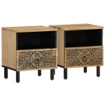 vidaXL Noptiere, 2 buc., 40x33x46 cm, lemn masiv de acacia vidaXL Noptiere, 2 buc., 40x33x46 cm, lemn masiv de acacia