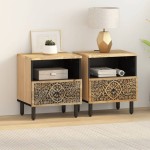 vidaXL Noptiere, 2 buc., 40x33x46 cm, lemn masiv de acacia vidaXL Noptiere, 2 buc., 40x33x46 cm, lemn masiv de acacia
