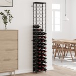 vidaXL Suport sticle vin 57 de sticle, negru 34x18x200 cm fier forjat vidaXL Suport sticle vin 57 de sticle, negru 34x18x200 cm fier forjat