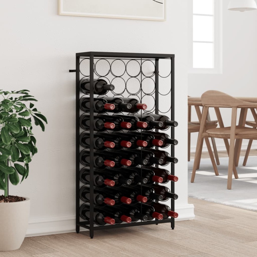 vidaXL Suport sticle vin, 45 de sticle negru 54x18x100 cm fier forjat