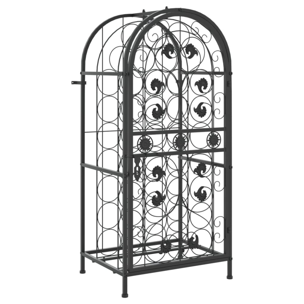 vidaXL Suport sticle vin 33 de sticle, negru 45x36x100 cm fier forjat