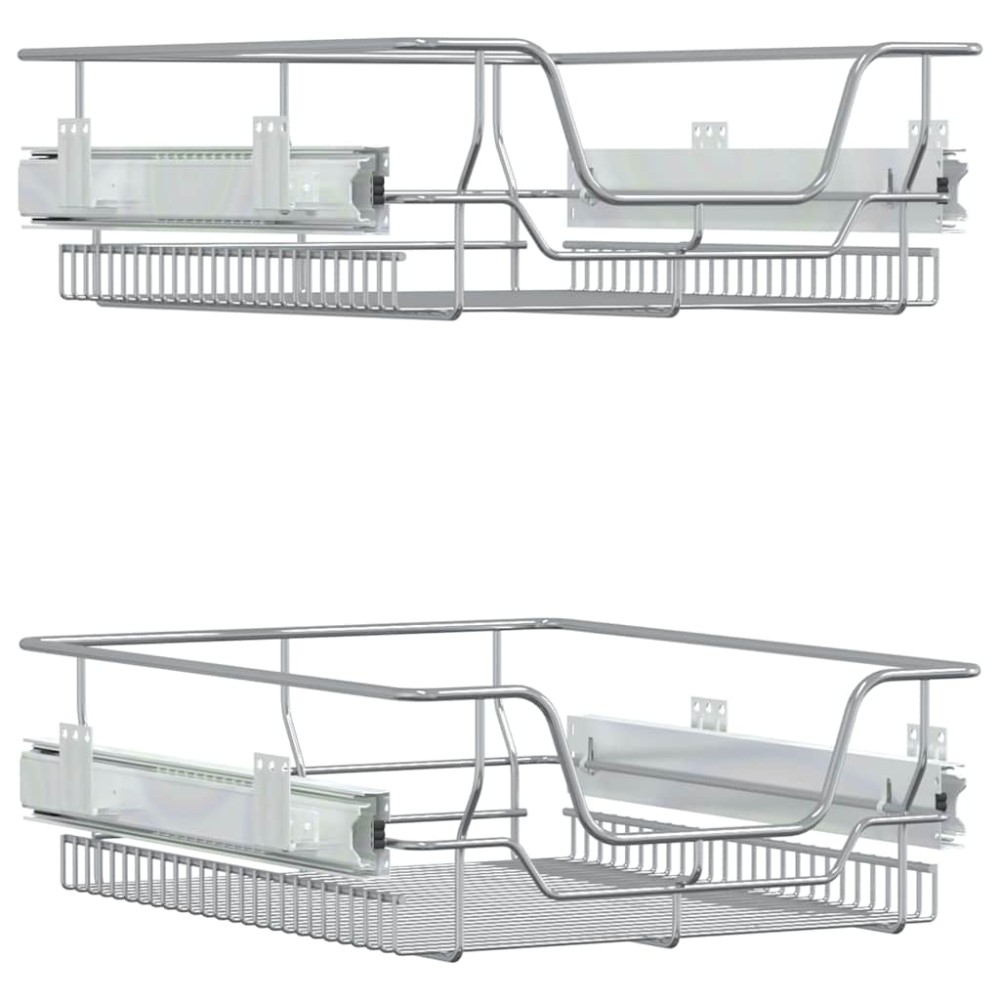 vidaXL Coșuri retractabile din sârmă, 2 buc., argintiu, 45 cm