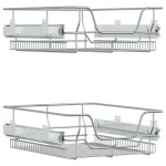 vidaXL Coșuri retractabile din sârmă, 2 buc., argintiu, 45 cm vidaXL Coșuri retractabile din sârmă, 2 buc., argintiu, 45 cm