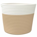 vidaXL Coșuri de depozitare 2 buc. bej și alb Ø24x18 cm bumbac vidaXL Coșuri de depozitare 2 buc. bej și alb Ø24x18 cm bumbac
