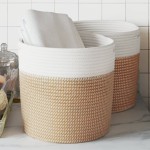 vidaXL Coșuri de depozitare 2 buc. maro și alb Ø28x28 cm bumbac vidaXL Coșuri de depozitare 2 buc. maro și alb Ø28x28 cm bumbac