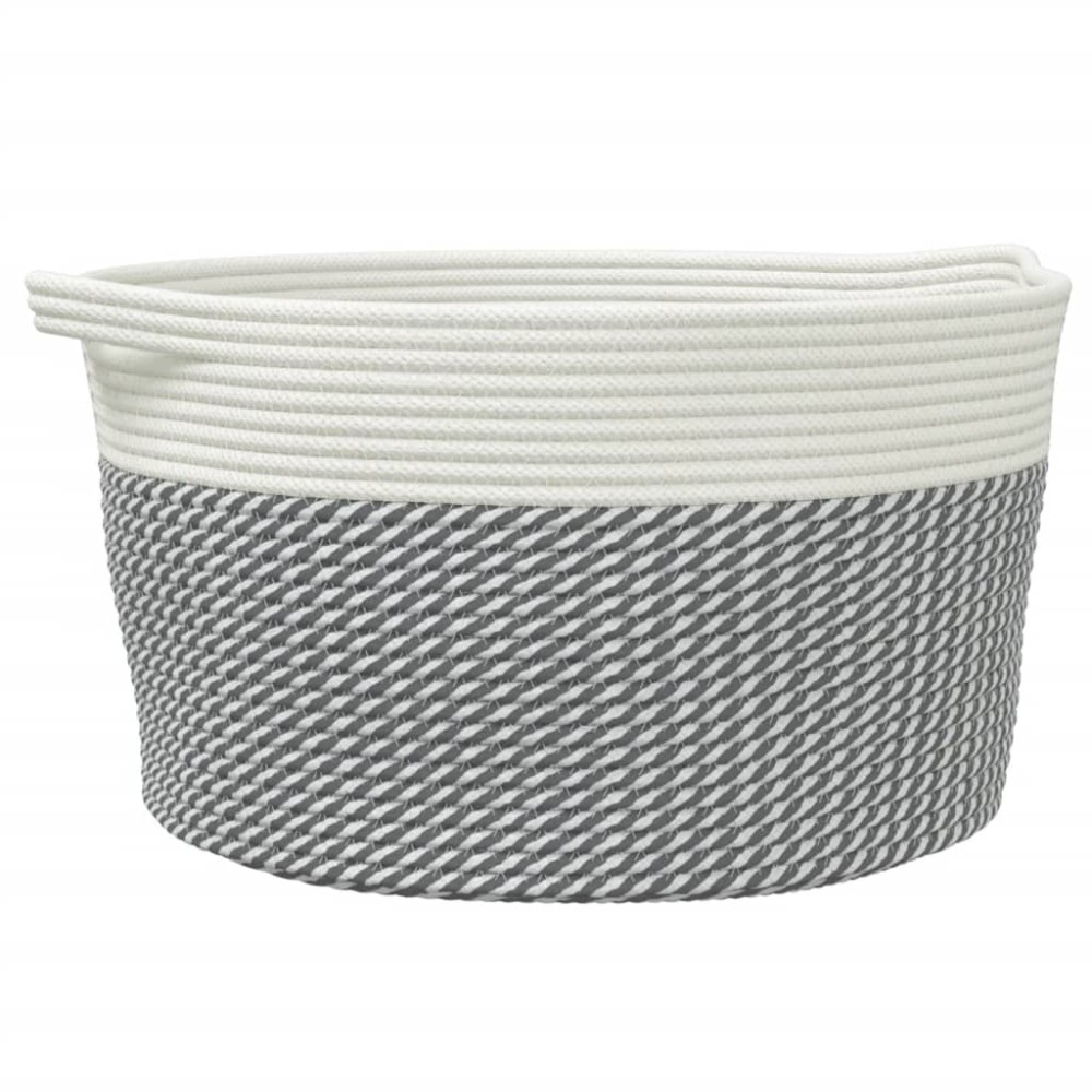 vidaXL Coș de depozitare, gri și alb, Ø40x25 cm, bumbac