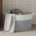 vidaXL Coș de depozitare, gri și alb, Ø40x25 cm, bumbac vidaXL Coș de depozitare, gri și alb, Ø40x25 cm, bumbac