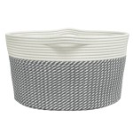 vidaXL Coș de depozitare, gri și alb, Ø40x25 cm, bumbac vidaXL Coș de depozitare, gri și alb, Ø40x25 cm, bumbac