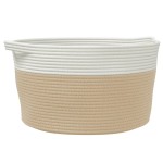 vidaXL Coș de depozitare, bej și alb, Ø40x25 cm, bumbac vidaXL Coș de depozitare, bej și alb, Ø40x25 cm, bumbac