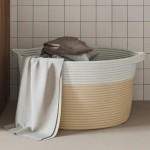 vidaXL Coș de depozitare, bej și alb, Ø40x25 cm, bumbac vidaXL Coș de depozitare, bej și alb, Ø40x25 cm, bumbac