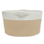 vidaXL Coș de depozitare, bej și alb, Ø40x25 cm, bumbac vidaXL Coș de depozitare, bej și alb, Ø40x25 cm, bumbac