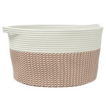 vidaXL Coș de depozitare, maro și alb, Ø40x25 cm, bumbac vidaXL Coș de depozitare, maro și alb, Ø40x25 cm, bumbac