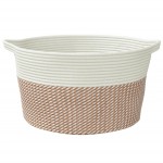 vidaXL Coș de depozitare, maro și alb, Ø40x25 cm, bumbac vidaXL Coș de depozitare, maro și alb, Ø40x25 cm, bumbac
