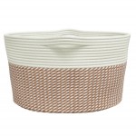 vidaXL Coș de depozitare, maro și alb, Ø40x25 cm, bumbac vidaXL Coș de depozitare, maro și alb, Ø40x25 cm, bumbac