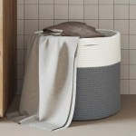 vidaXL Coș de depozitare, gri și alb, Ø40x35 cm, bumbac vidaXL Coș de depozitare, gri și alb, Ø40x35 cm, bumbac