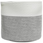vidaXL Coș de depozitare, gri și alb, Ø40x35 cm, bumbac vidaXL Coș de depozitare, gri și alb, Ø40x35 cm, bumbac