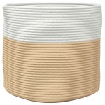 vidaXL Coș de depozitare, bej și alb, Ø40x35 cm, bumbac vidaXL Coș de depozitare, bej și alb, Ø40x35 cm, bumbac