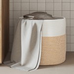 vidaXL Coș de depozitare, maro și alb, Ø40x35 cm, bumbac vidaXL Coș de depozitare, maro și alb, Ø40x35 cm, bumbac