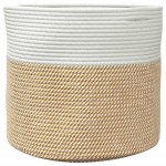 vidaXL Coș de depozitare, maro și alb, Ø40x35 cm, bumbac vidaXL Coș de depozitare, maro și alb, Ø40x35 cm, bumbac