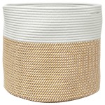 vidaXL Coș de depozitare, maro și alb, Ø40x35 cm, bumbac vidaXL Coș de depozitare, maro și alb, Ø40x35 cm, bumbac