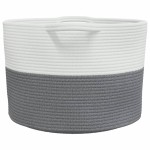 vidaXL Coș de rufe, gri și alb, Ø55x36 cm, bumbac vidaXL Coș de rufe, gri și alb, Ø55x36 cm, bumbac