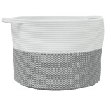 vidaXL Coș de rufe, gri și alb, Ø55x36 cm, bumbac vidaXL Coș de rufe, gri și alb, Ø55x36 cm, bumbac