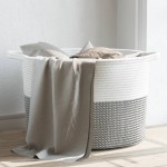 vidaXL Coș de rufe, gri și alb, Ø55x36 cm, bumbac vidaXL Coș de rufe, gri și alb, Ø55x36 cm, bumbac