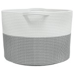 vidaXL Coș de rufe, gri și alb, Ø55x36 cm, bumbac vidaXL Coș de rufe, gri și alb, Ø55x36 cm, bumbac