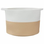 vidaXL Coș de rufe, bej și alb, Ø55x36 cm, bumbac vidaXL Coș de rufe, bej și alb, Ø55x36 cm, bumbac
